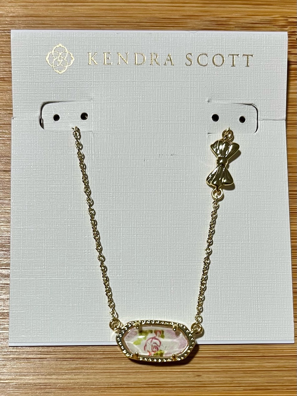 LoveShackFancy Kendra Scott Elisa Marie Pink Rose Necklace Bow Love Shack Fancy